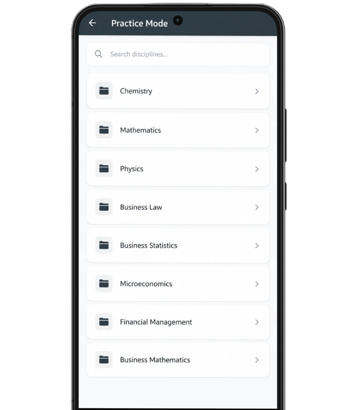 screen showing a list of available modules and courses
